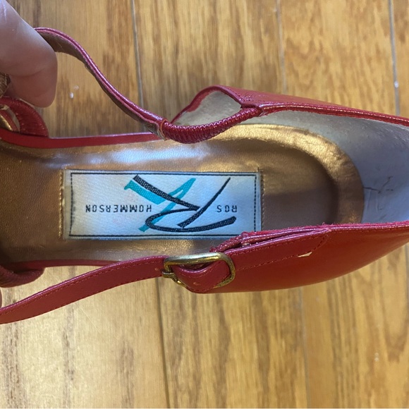 Vintage Ros Hommerson Red Leather Heels Size 9 - Picture 10 of 11